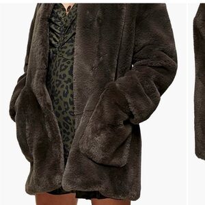 Topshop Gray Faux Fur Teddy Jacket- super soft